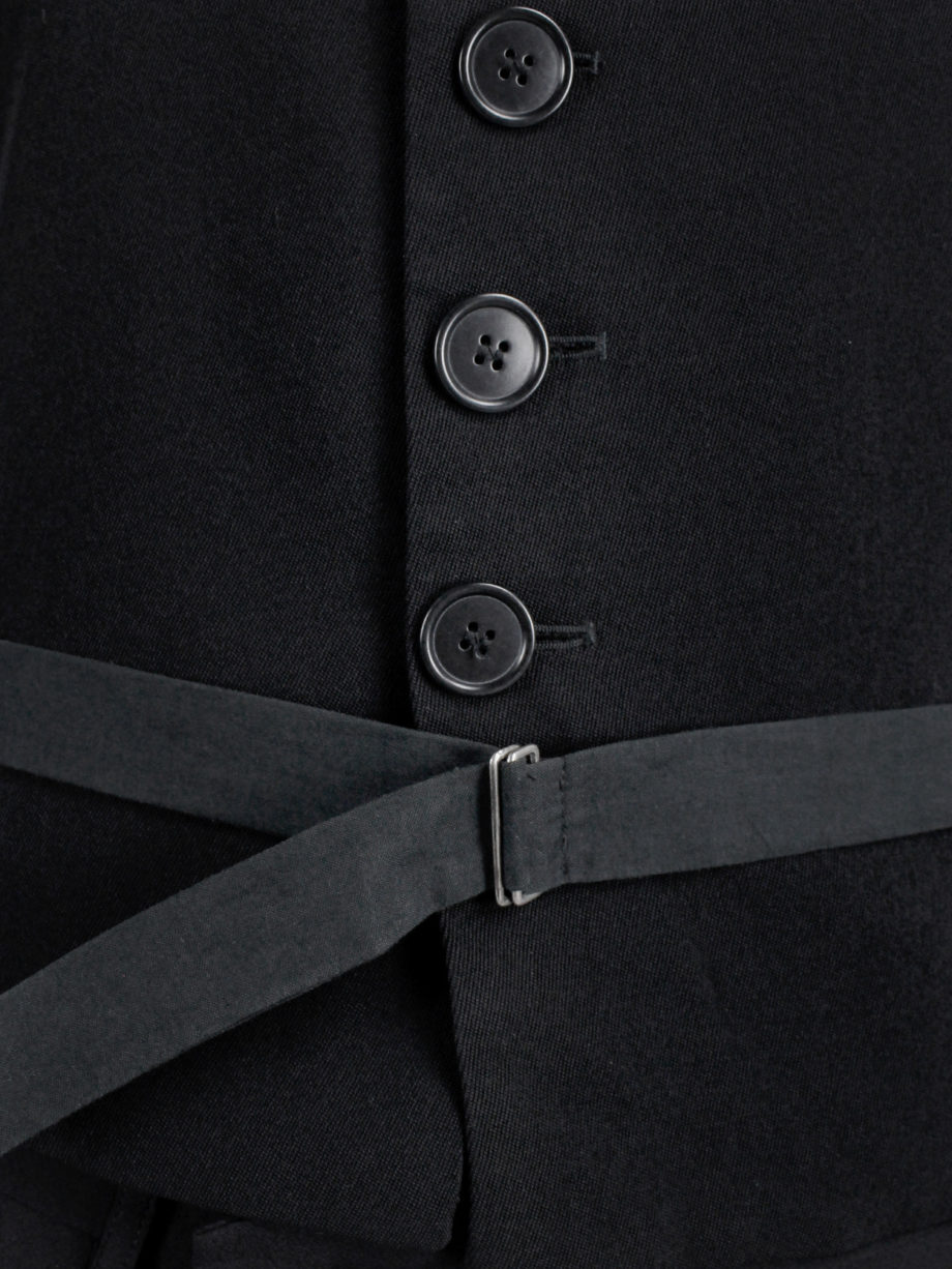 vintage Dirk Bikkembergs black belted waistcoat with slit back early 90s (2)