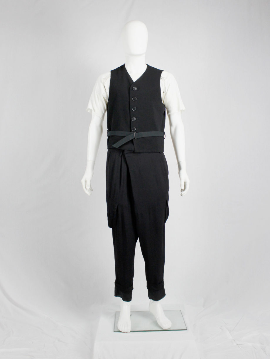 Dirk Bikkembergs black belted waistcoat with slit back — early 90's