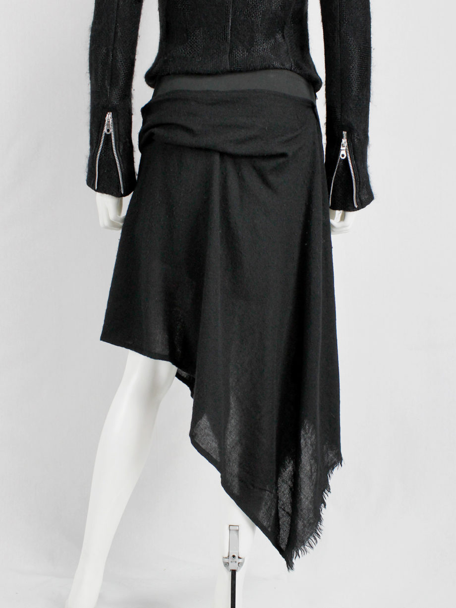 vintage Yohji Yamamoto black miniskirt with black draped scarf (11)