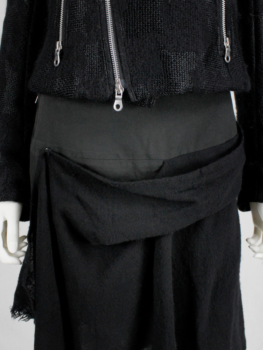 vintage Yohji Yamamoto black miniskirt with black draped scarf (4)