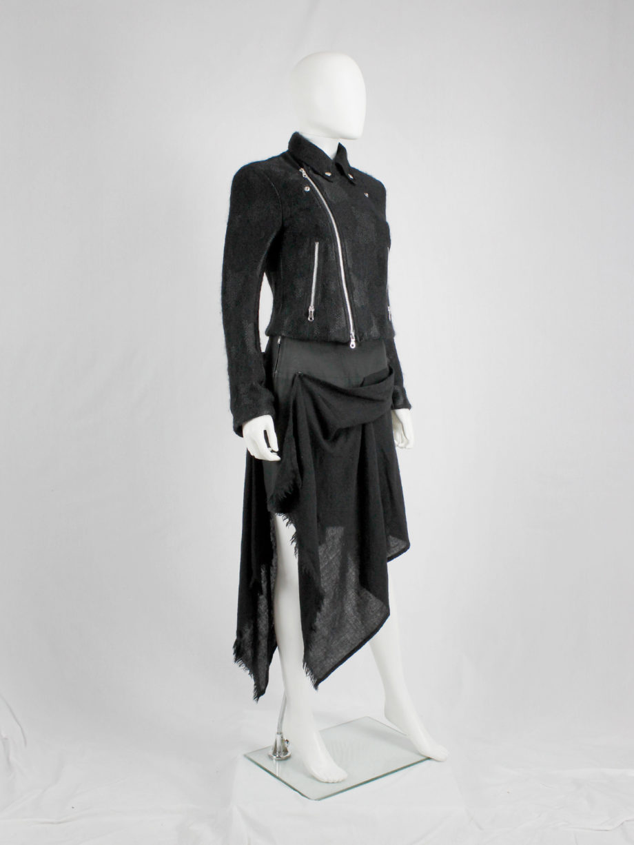 vintage Yohji Yamamoto black miniskirt with black draped scarf (9)