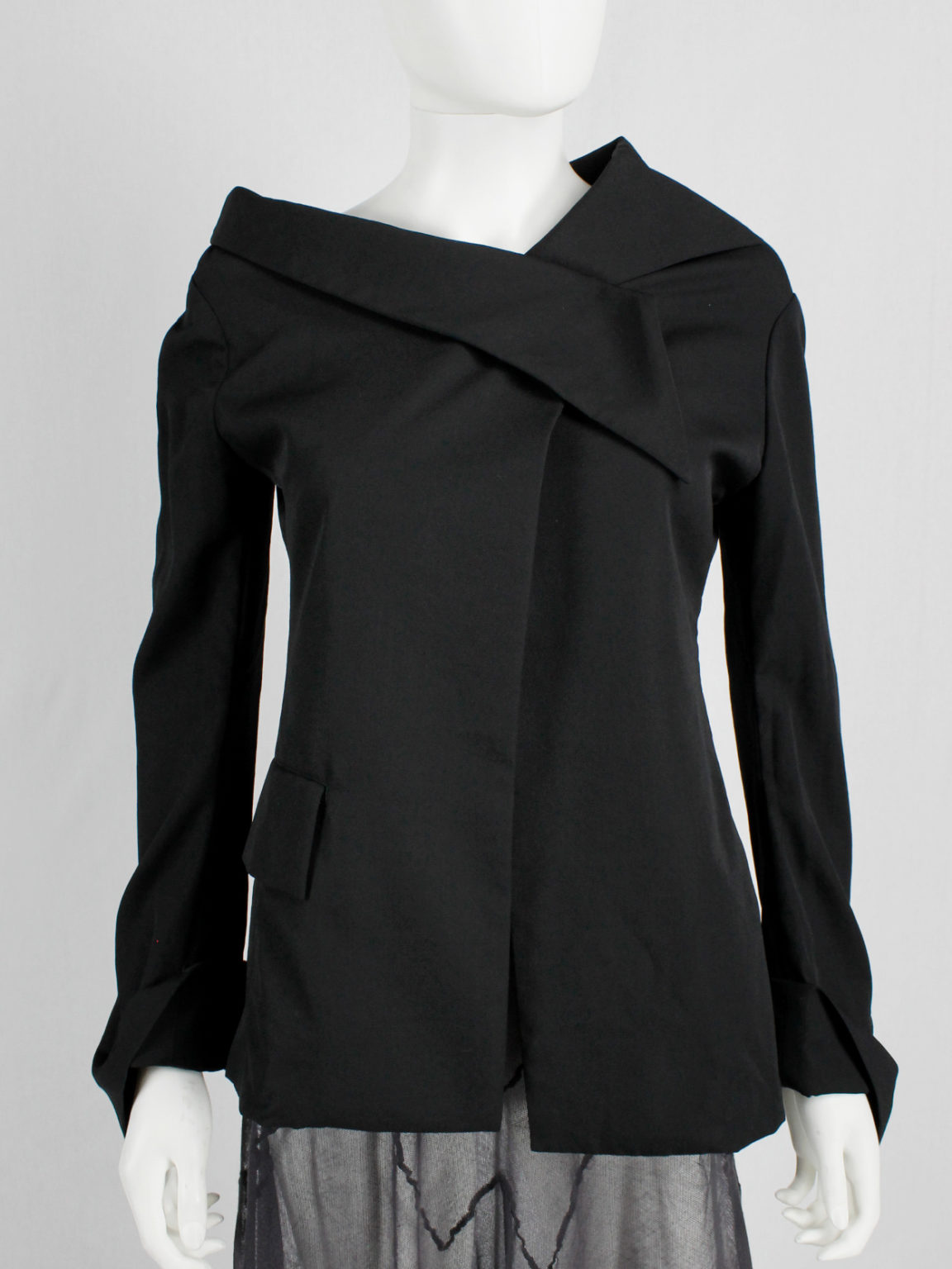 Yohji Yamamoto black off the shoulder blazer with deconstructed ...