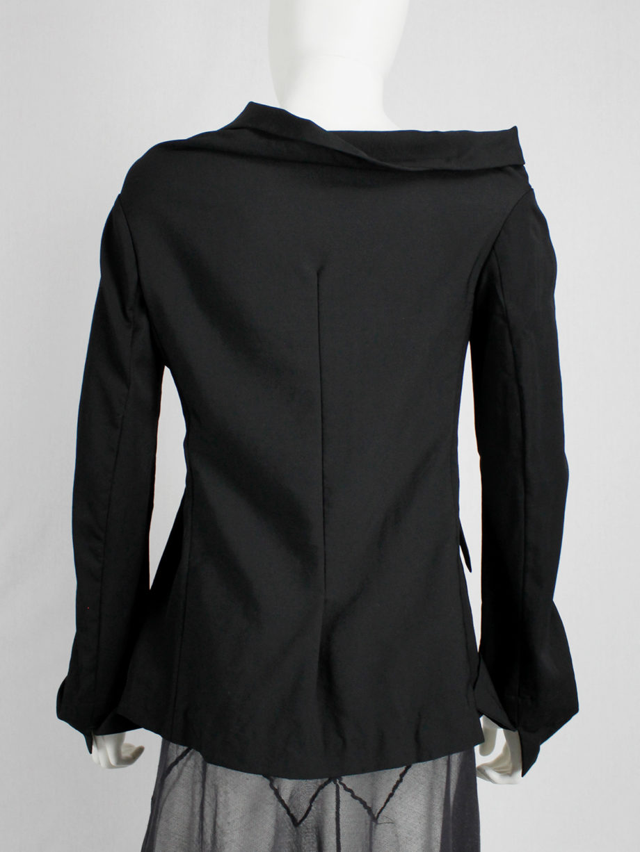 vintage Yohji Yamamoto black off the shoulder blazer with deconstructed neckline runway spring 2005 (13)