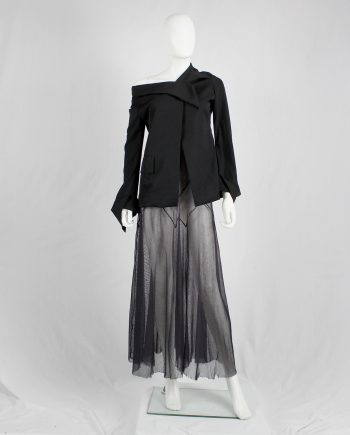 Yohji Yamamoto black off the shoulder blazer with deconstructed neckline — spring 2005