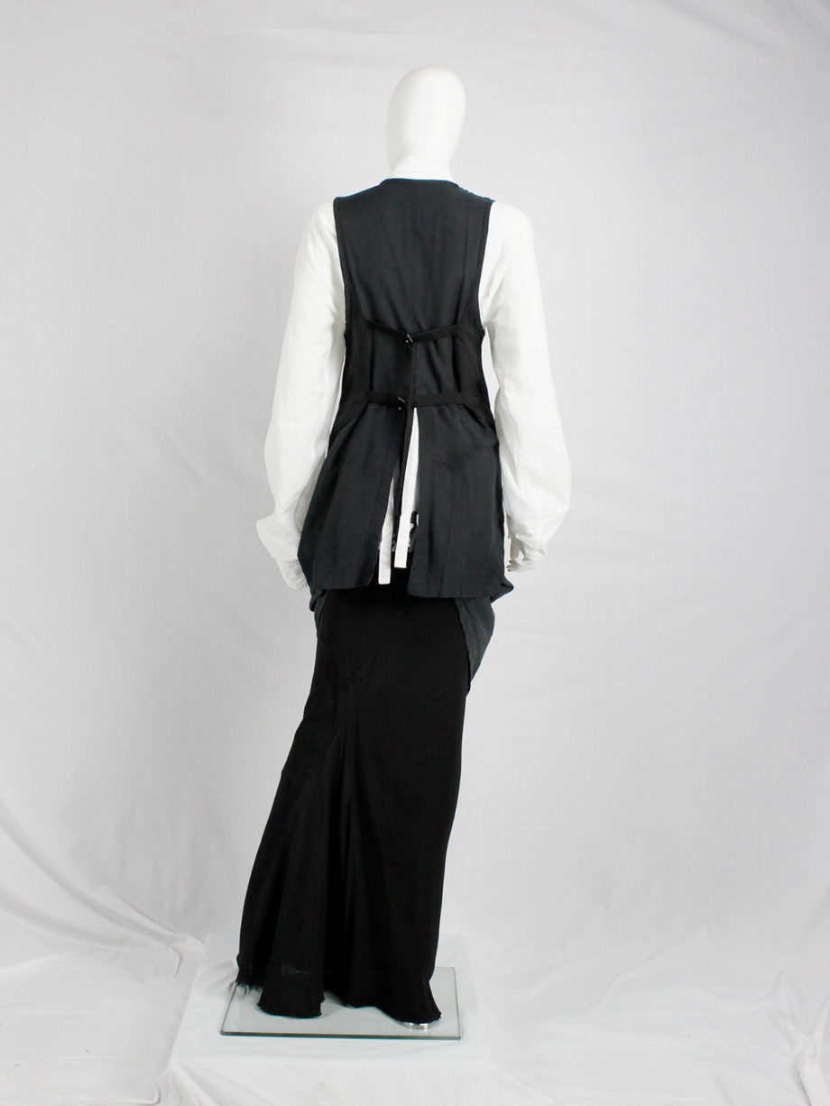 Ann Demeulemeester black cutaway waistcoat with back slit and straps — spring 2007