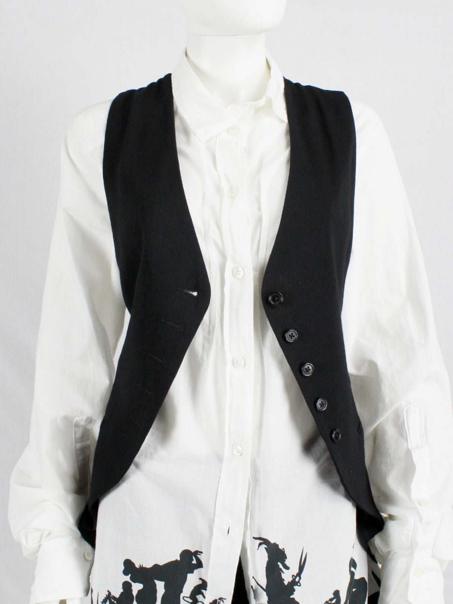 Ann Demeulemeester black cutaway waistcoat with back slit and straps spring 2007 (3)