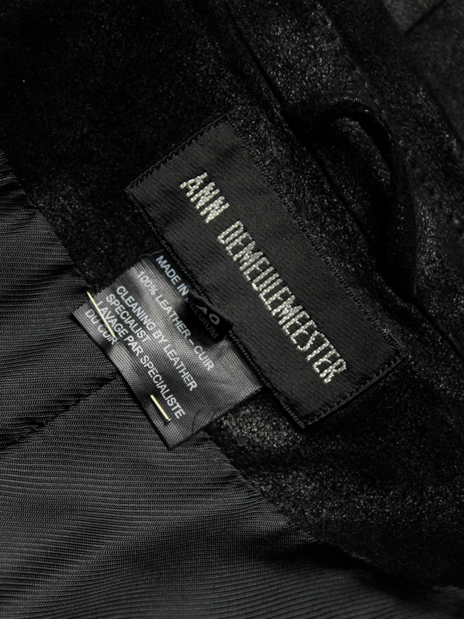Ann Demeulemeester black leather double breasted coat