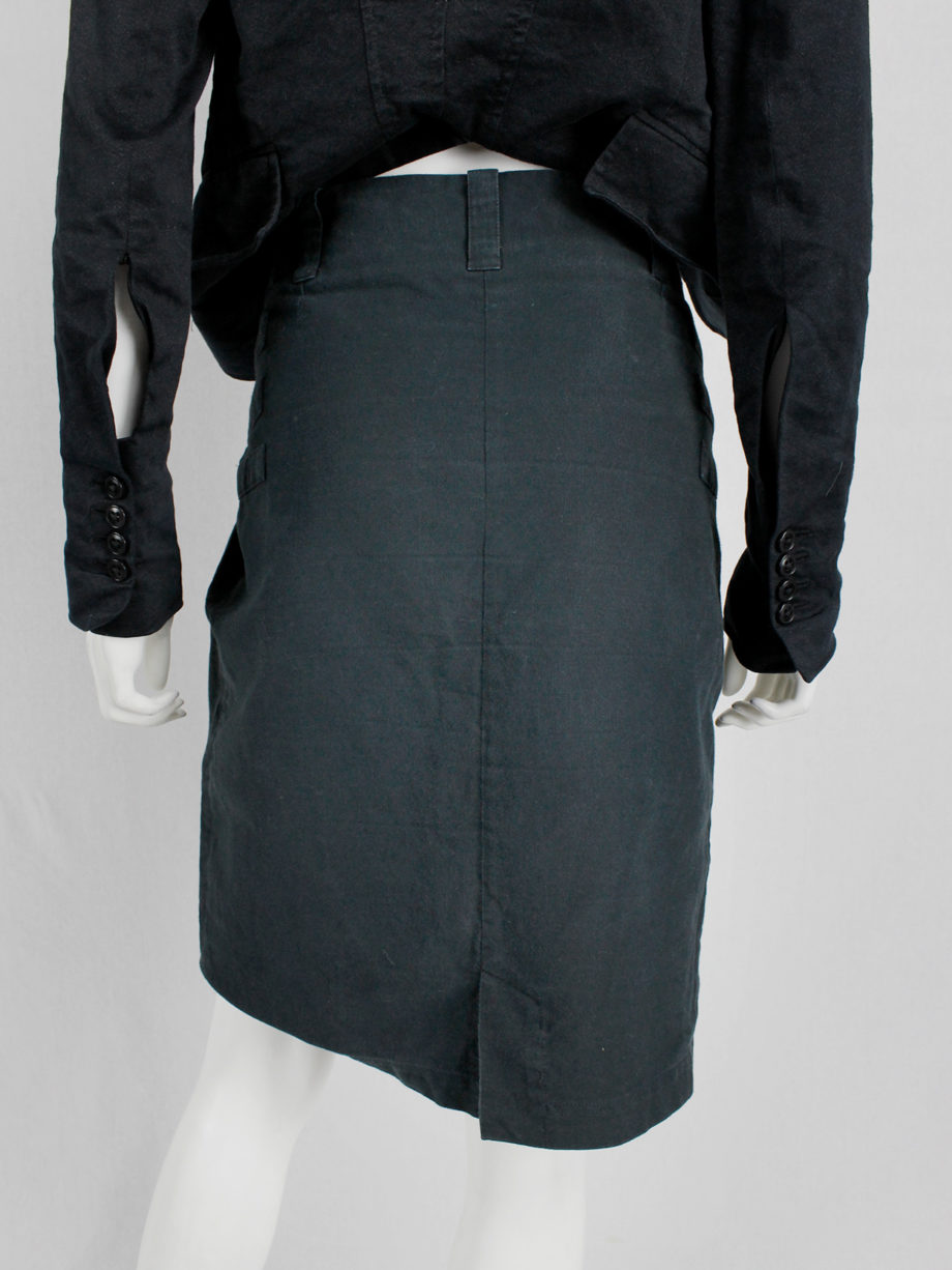 Ann Demeulemeester dark blue skirt with multiple front belt straps spring 2003 (1)