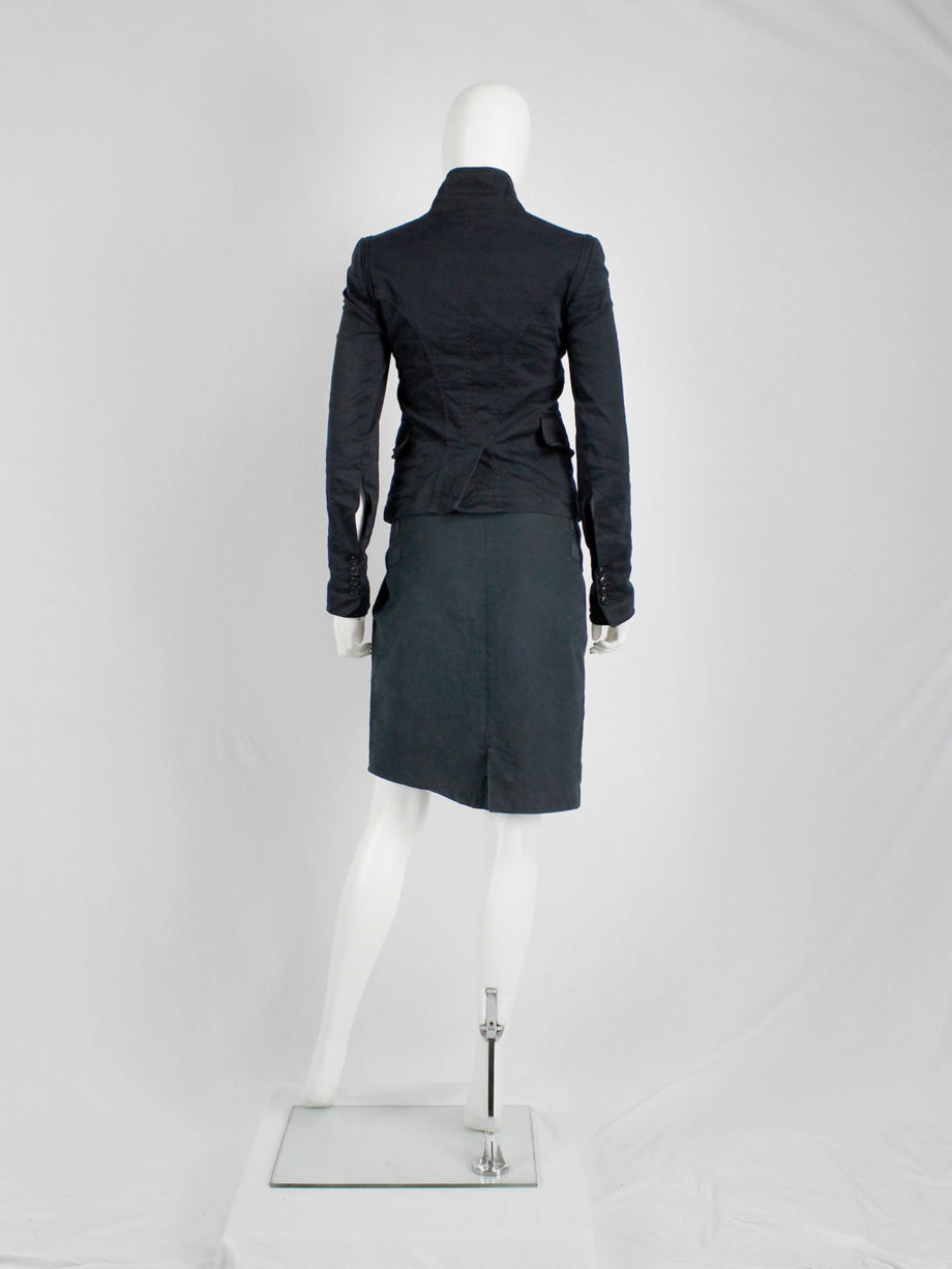 Ann Demeulemeester dark blue skirt with multiple front belt straps spring 2003 (2)