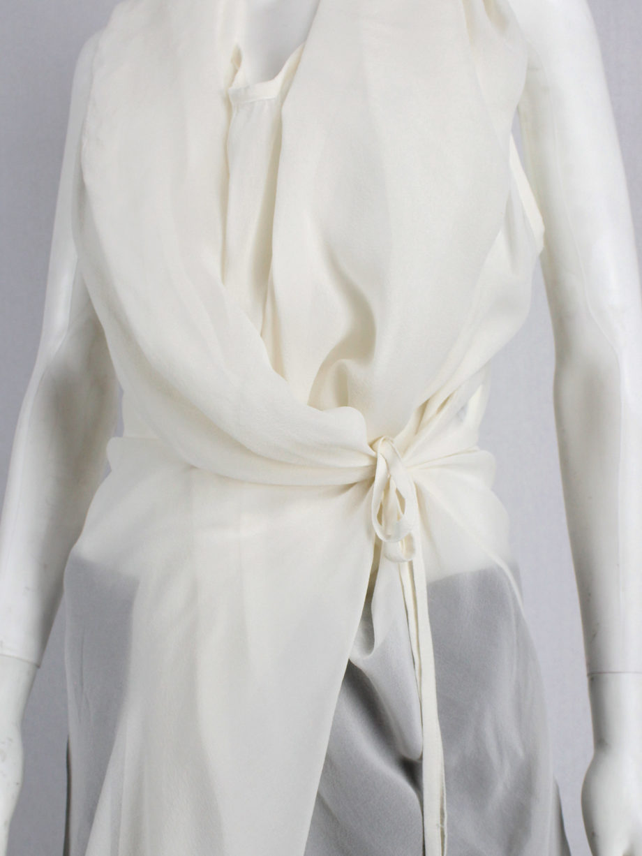 Ann Demeulemeester white sleeveless draped top with hood spring 2009 (1)