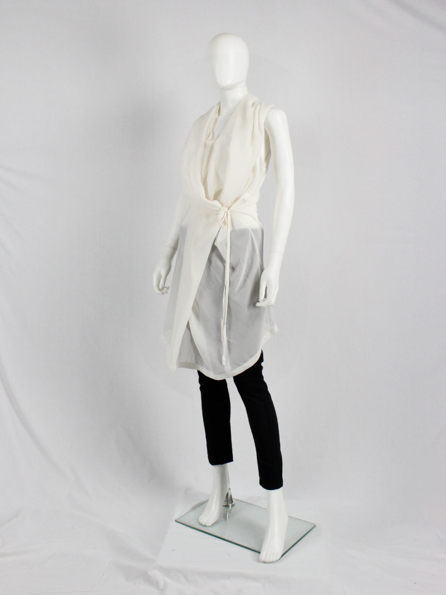 Ann Demeulemeester white sleeveless draped top with hood spring 2009 (4)