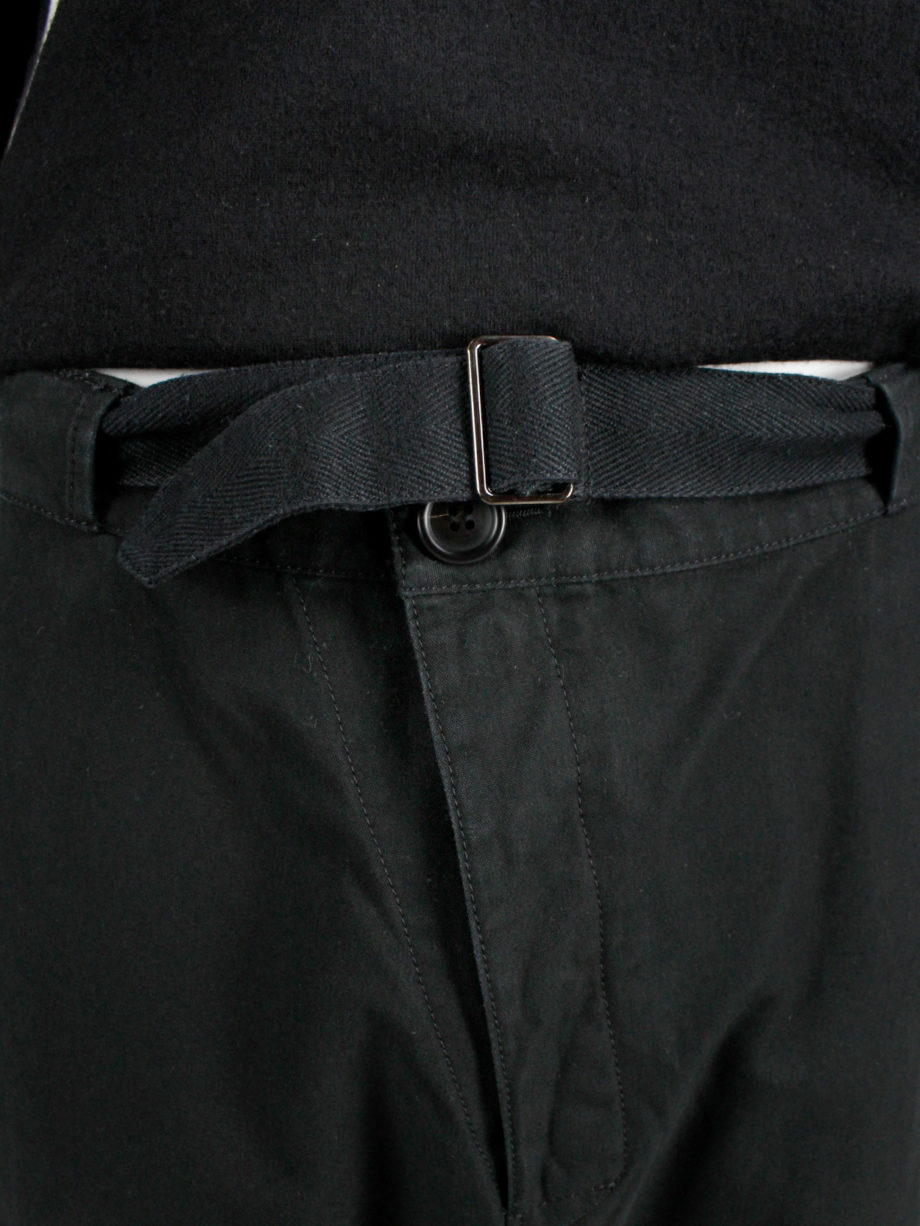 Bernhard Willhelm black harem trousers with belted legs and asymmetric closure (2)