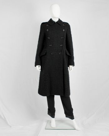 Comme des Garçons tricot black double breasted military-style coat — AD 2005