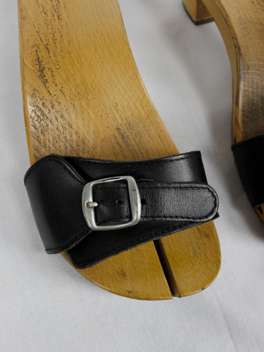 Maison Martin Margiela 6 wood tabi clogs with black leather straps spring 2005 (3)