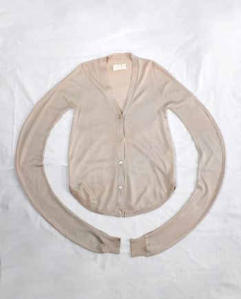 Maison Martin Margiela beige circular cardigan with twisted sleeves — spring 2002