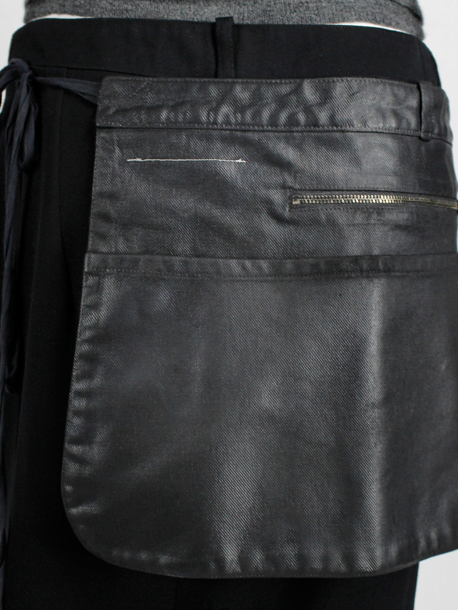 Maison Martin Margiela 6 black coated denim waiter's apron with pockets — spring 1997