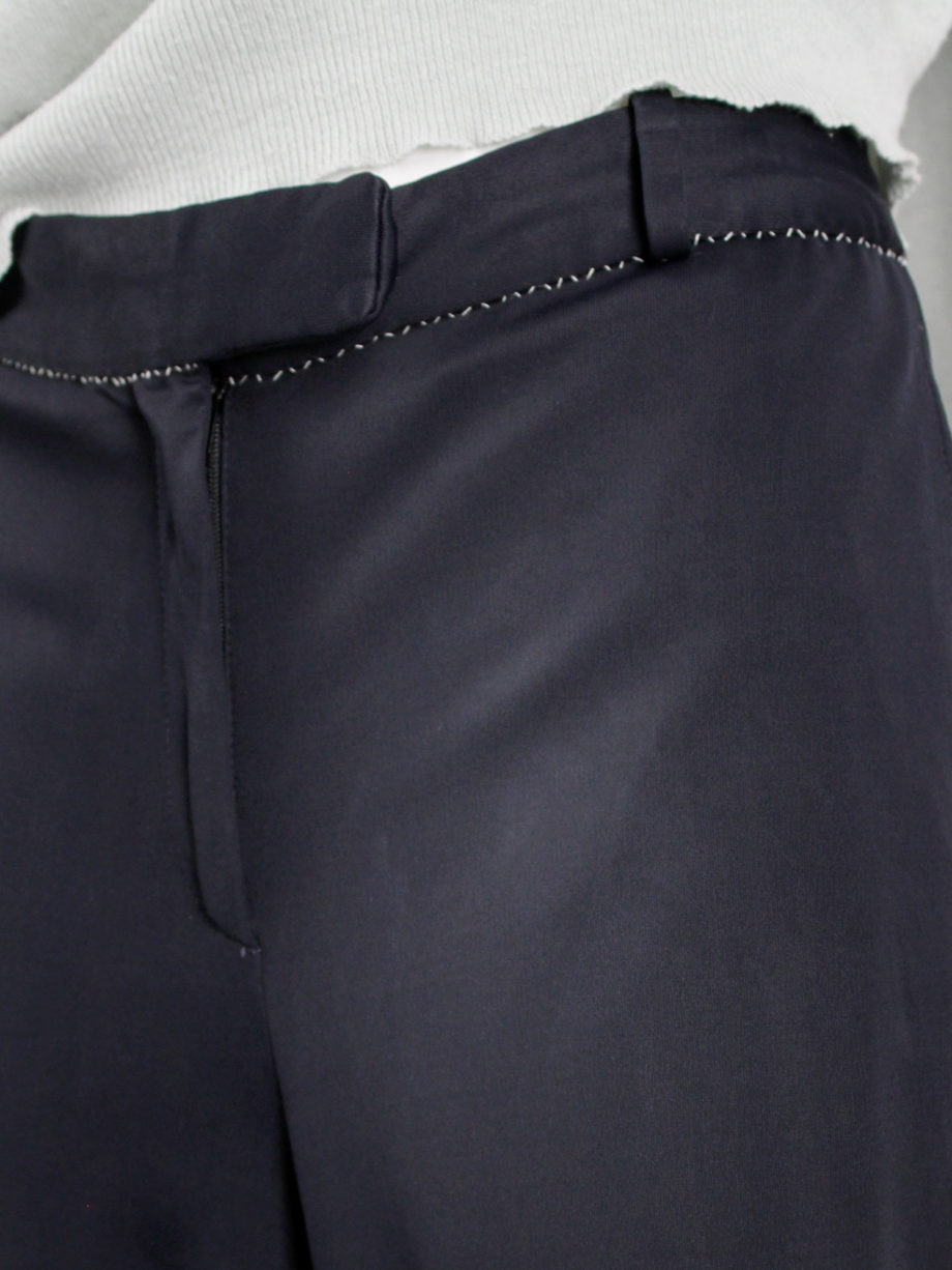 Maison Martin Margiela dark blue trousers with white exposed stitches spring 2002 (5)