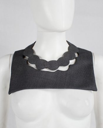 Maison Martin Margiela grey fabric square with cut out pearl necklace — fall 2002