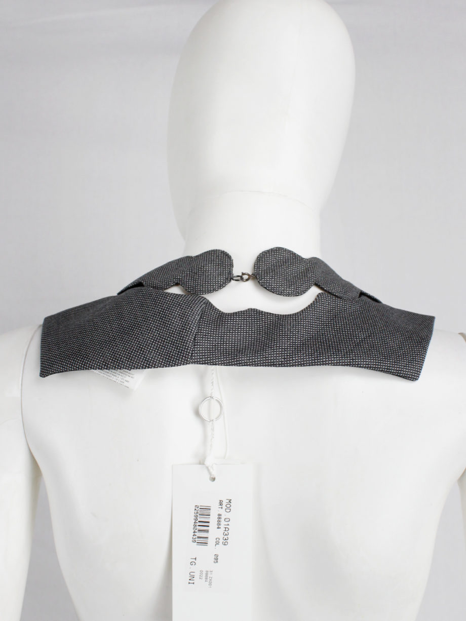 Maison Martin Margiela grey fabric square with cut out pearl necklace — fall 2005 (8)