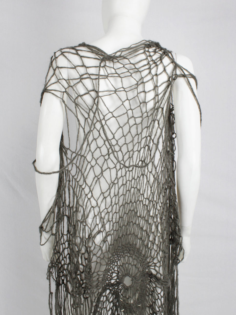Maison Martin Margiela grey knit spiderweb maxi cardigan — fall 1993