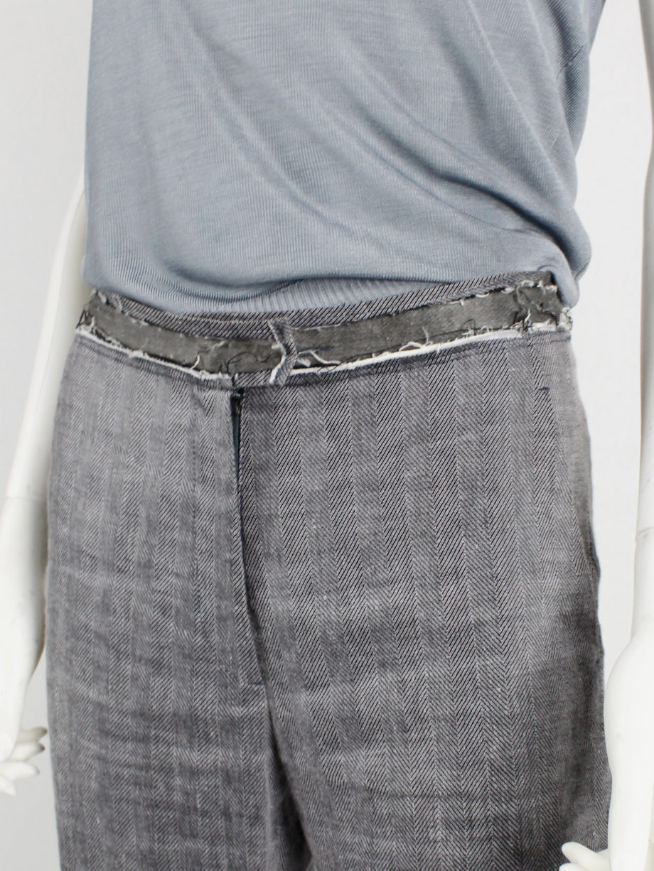 Maison Martin Margiela grey trousers with ripped waist and exposed lining spring 2005 (2)