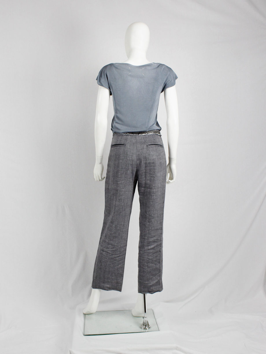 Maison Martin Margiela grey trousers with ripped waist and exposed lining spring 2005 (5)