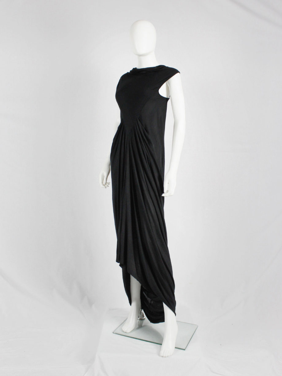 Rick Owens ISLAND black draped maxi dress with triangular top — spring 2013