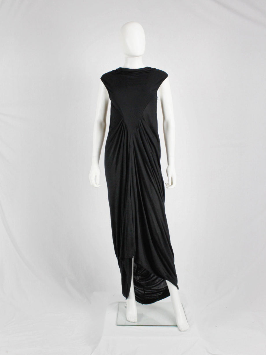 Rick Owens ISLAND black draped maxi dress with triangular top spring 2013 (2)