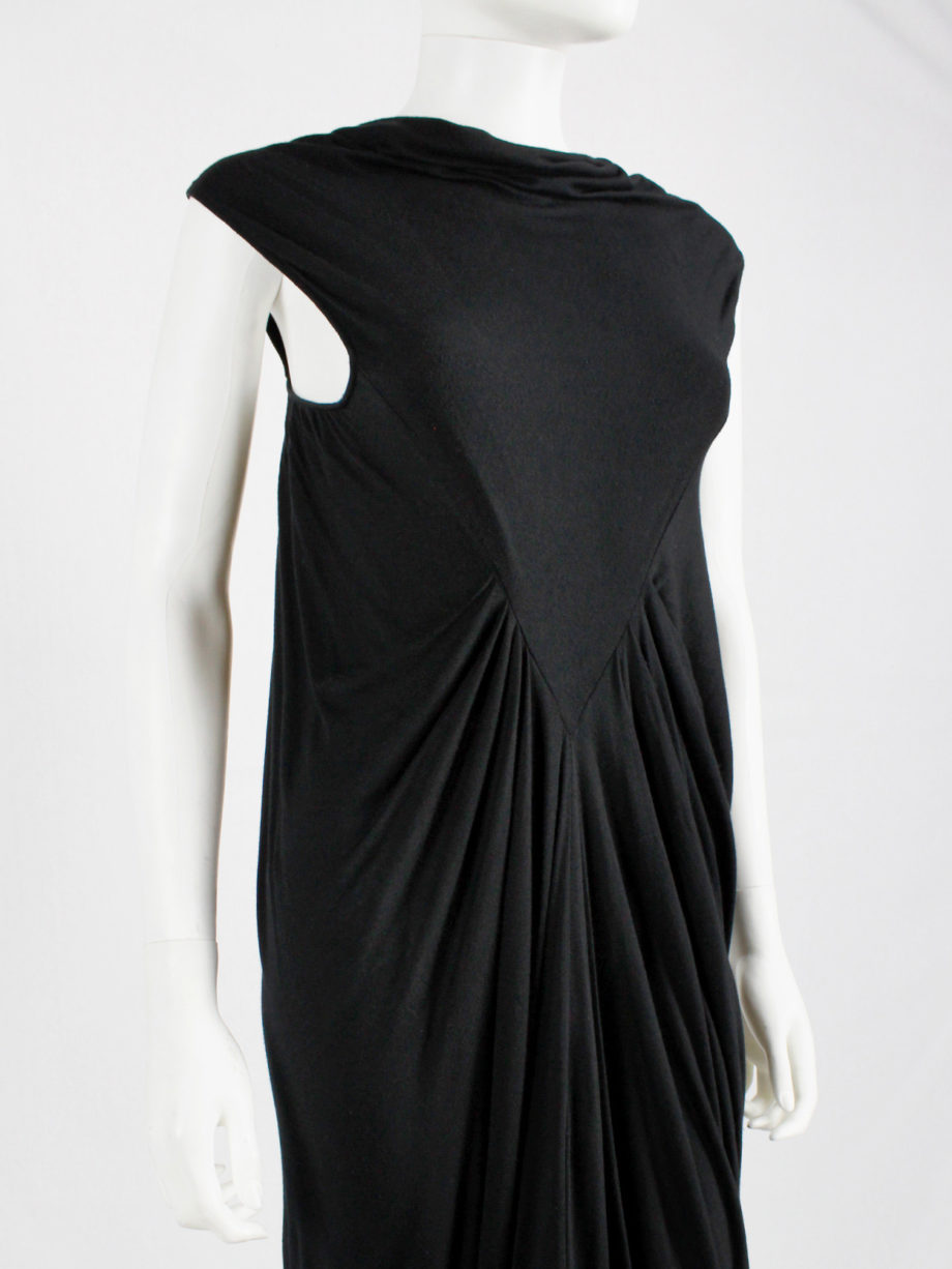 Rick Owens ISLAND black draped maxi dress with triangular top spring 2013 (4)