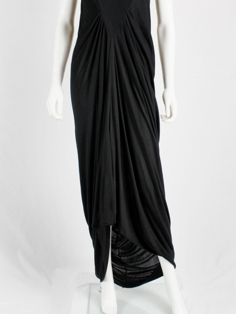 Rick Owens ISLAND black draped maxi dress with triangular top — spring 2013