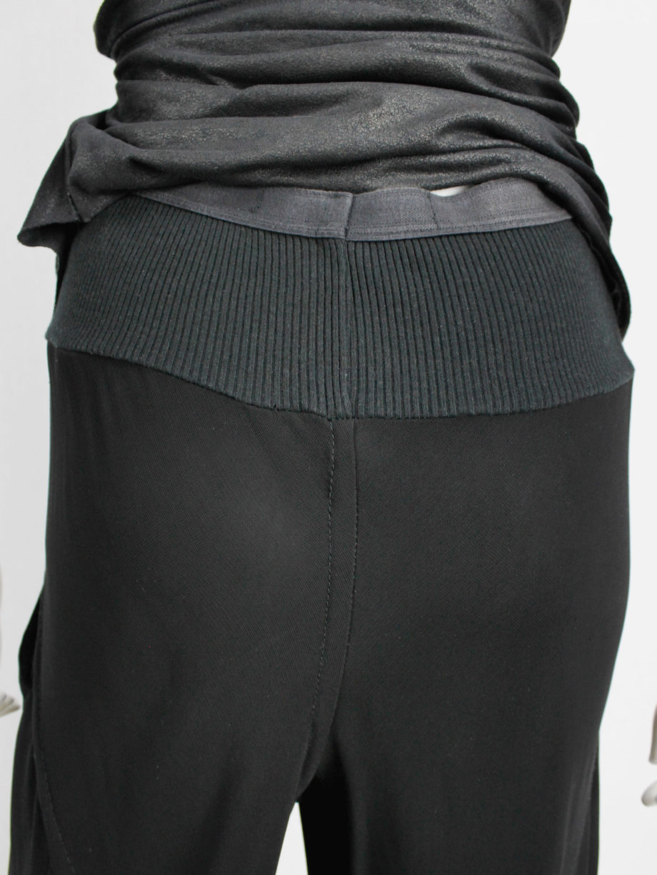 Rick Owens SCORPIO black loose flowy trousers with frayed hem — spring 2005