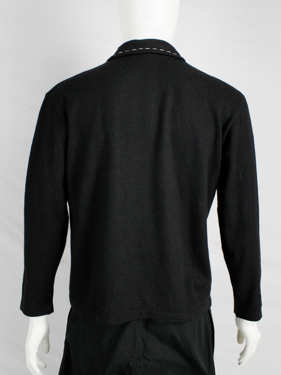 Yohji Yamamoto Y’s for men black jumper with white stitches around the collar 90s 1990s (4)