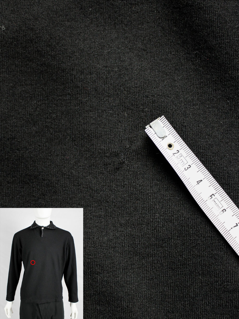 Yohji Yamamoto Y’s for men black jumper with white stitches around the collar 90s 1990s (6)