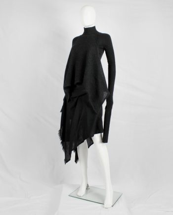 Y's Yohji Yamamoto black jumper with attached panel or scarf and extra long sleeves