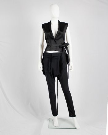 Ann Demeulemeester black harem trousers with belt strap and front pleat