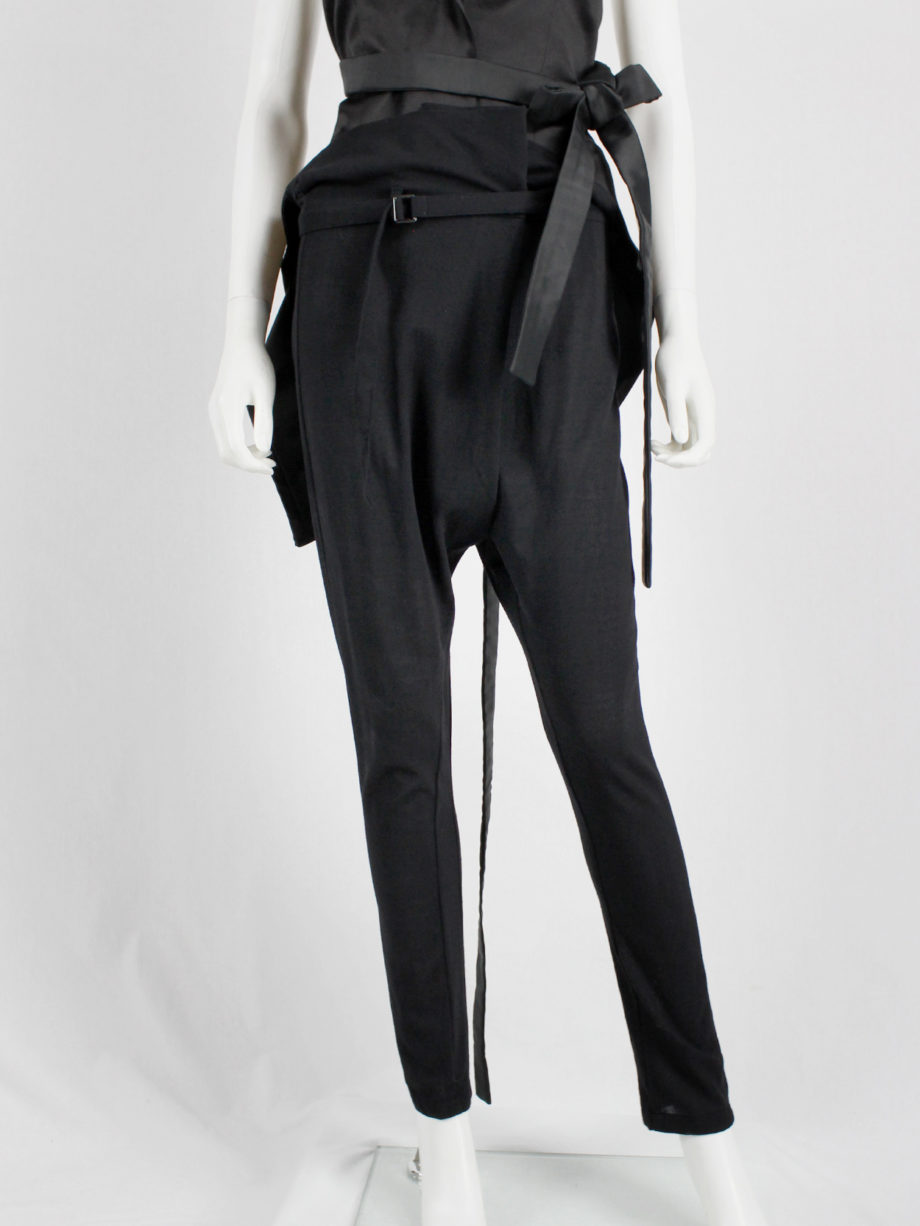 Ann Demeulemeester black harem trousers with belt strap and front pleat
