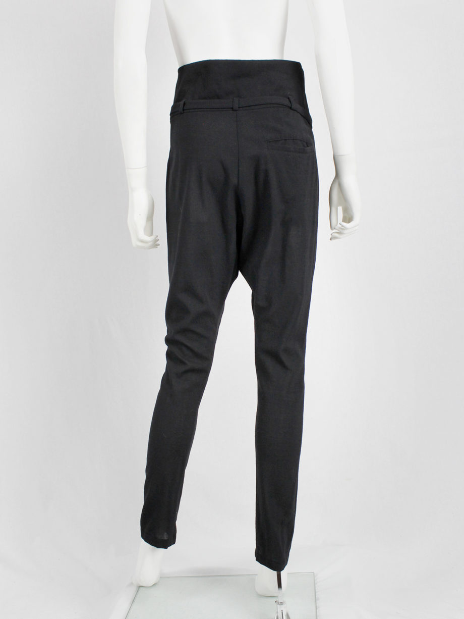 vaniitas Ann Demeulemeester black harem trousers with blet strap and front pleat (7)