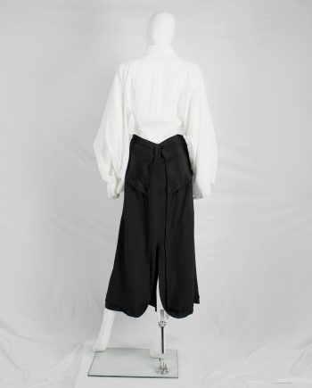 Yohji Yamamoto black maxi skirt with inserted panels and curved zippers