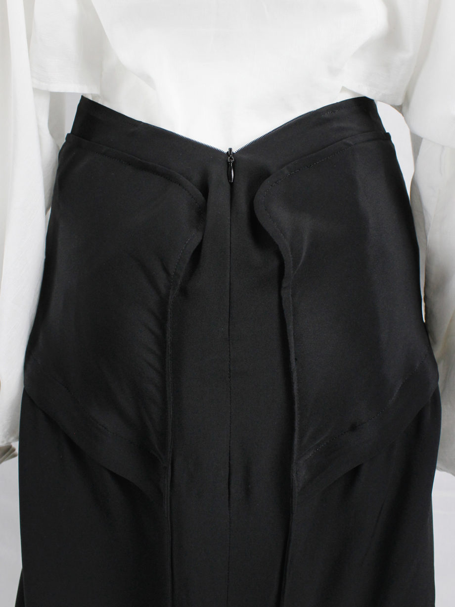 vaniitas Yohji Yamamoto black maxi skirt with inserted panels and curved zippers (7)