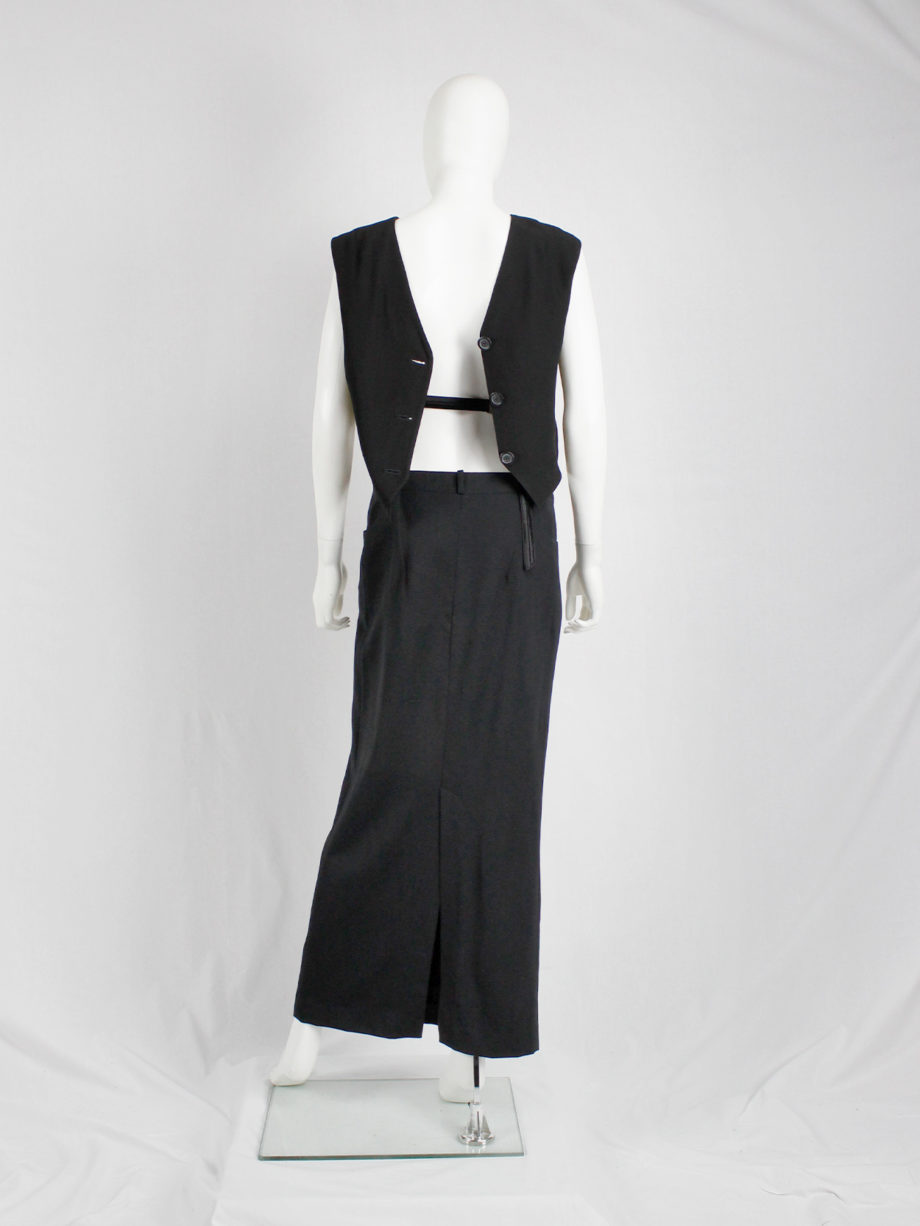 vaniitas vintage Ann Demeulemeester black straight maxi skirt 90s (1)