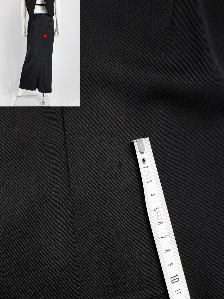 Ann Demeulemeester black straight maxi skirt with back slit — 1990's
