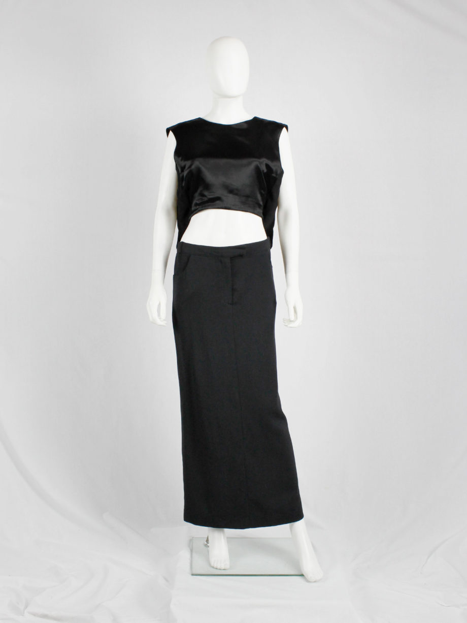 Ann Demeulemeester black straight maxi skirt with back slit — 1990's