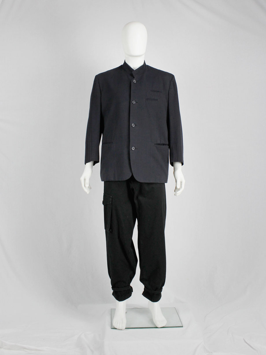 Comme des Garçons Homme black minimalist blazer with two breast pockets — early 80's