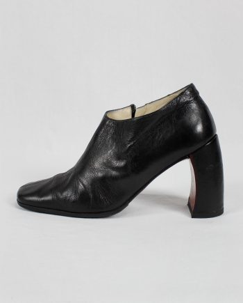 Ann Demeulemeester black below-ankle boots with banana heel (40) — early 90's