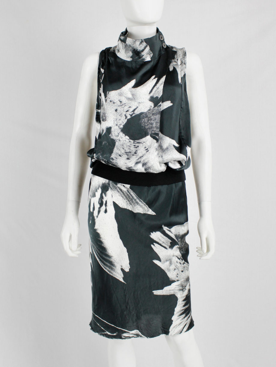 Ann Demeulemeester black bird print dress with standing neckline spring 2010 (6)