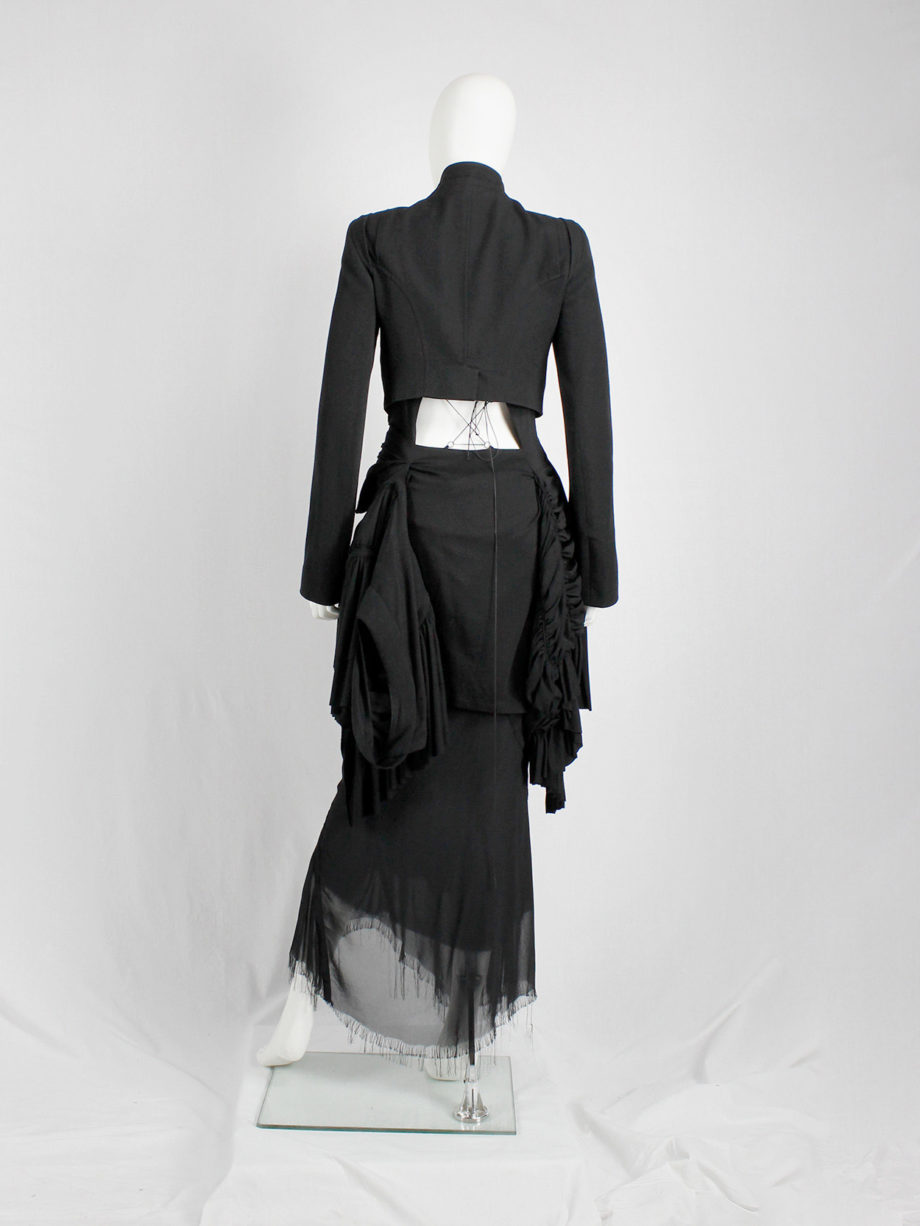 Ann Demeulemeester black cropped blazer with cutaway front runway fall 2006 (2)