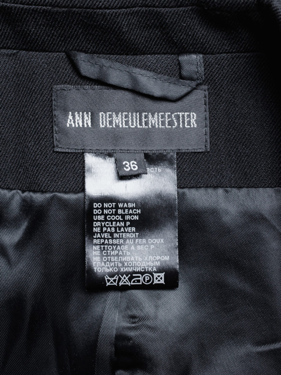Ann Demeulemeester black cropped blazer with cutaway front — fall 2006