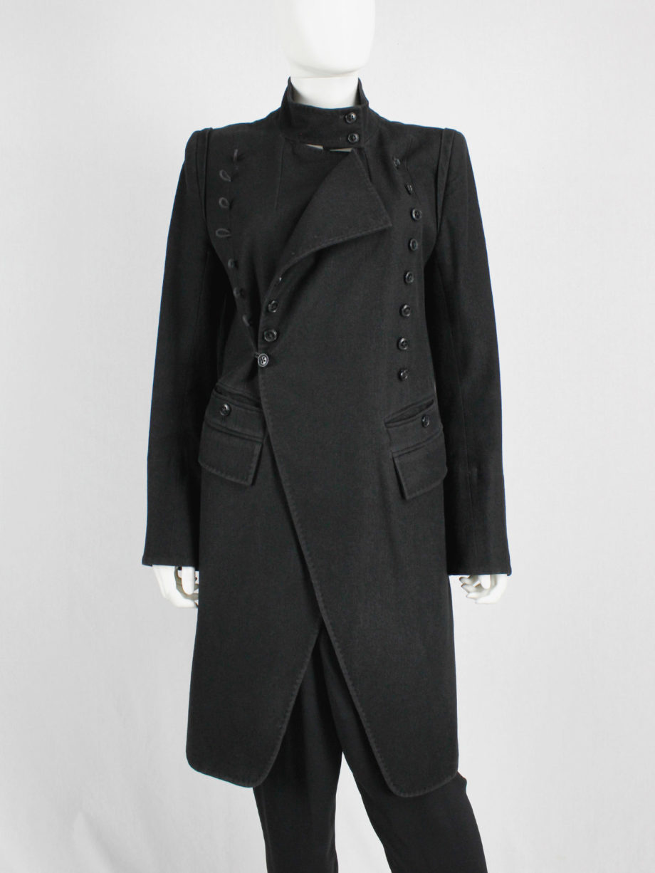 Ann Demeulemeester black double breasted military coat fall 2005 (2)