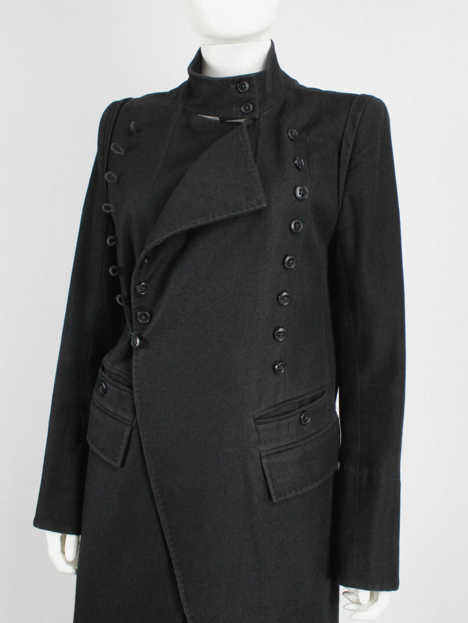 Ann Demeulemeester black double breasted military-style coat — fall 2005