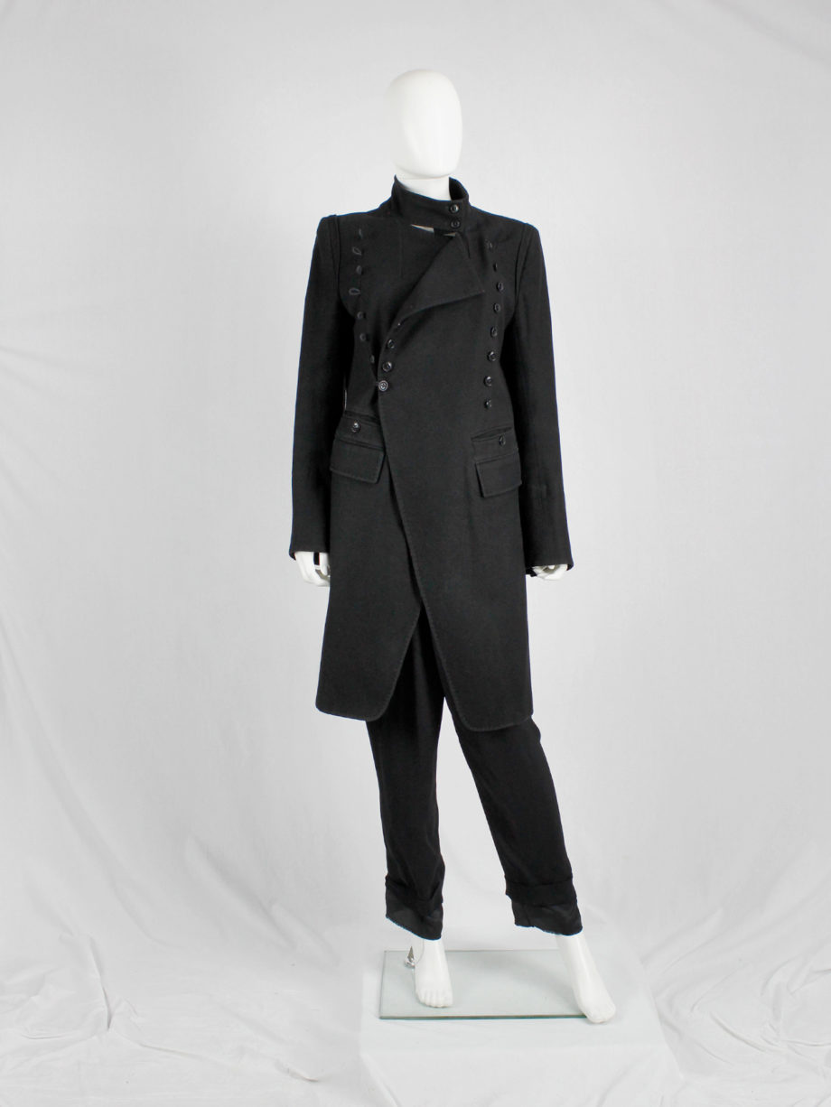 Ann Demeulemeester black double breasted military coat fall 2005 (5)